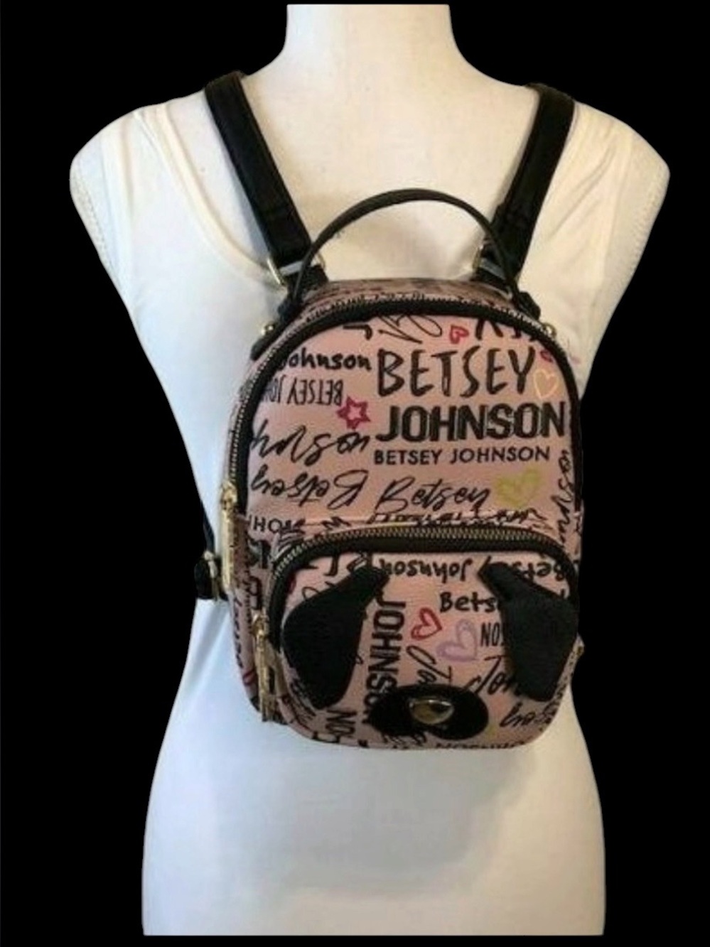 Betsey Johnson Kitsch Puppy Face Mini Backpack Used Once Like New!!